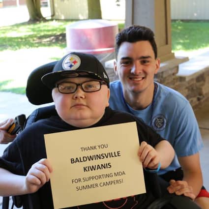 Muscular Dystrophy Association thanks Baldwinsville Kiwanis for donation